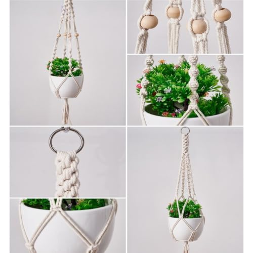 Macrame Plant Hanger Indoor Hanging Planter Basket, Decorative Flower Pot Holder, for Indoor Outdoor Boho Home Decor - color: White, size: Style1
