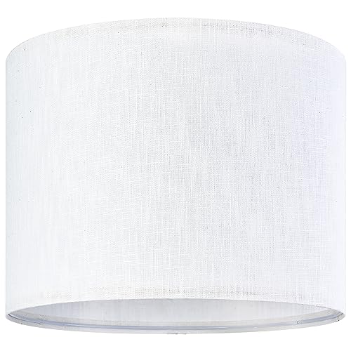GO&SO White Textured Drum lampshade Medium Lamp Shade 13" Top x 13" Bottom x 10" High (Spider) Modern Linen Lamp Shades for Table Lamp Bedside Lamp Natural Linen Replacement Assembly is Required - color: White-Texture, size: 13*13*10 inch-1 Pack
