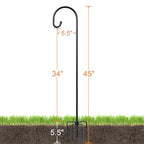 Ottsuls Bird Feeder Pole, 45 INCH Heavy Duty Shepherds Hooks for Outdoor with 5 Prong Base, Adjustable Stand Hanger for Garden Plant, Hummingbird Feeder, Lantern, Hanging Wedding Decor (2 Pack) - size: 45 INCH, style: B-2 Pack