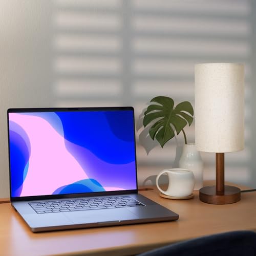 Small Table Lamp for Bedroom, Nightstand Lamp Linen Lampshade Bedroom Wood Base Small Bedside Lamp for Night Stands, Desk Lamps for Reading Living Room, Office (LED Bulb Included) (Black-Walnut Wood) - color: Black-Walnut Wood