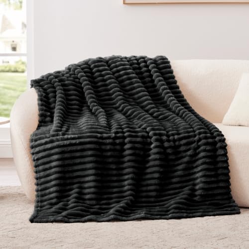 EXQ Home Gentle Soft Fleece Black Blanket Full Size– Cozy Lightweight Blanket for Couch Bed – All-Season Warm Fuzzy Flannel Blanket for Women Mom Her – Gifts for Birthday(84"x90",Black) - color: Black, size: Full