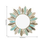 CHICIRIS Modern Minimalist Sunburst Metal Wall Mirror 16.1 Inch Round Decorative Cosmetic Mirror for Bedroom Bathroom Living Room Office