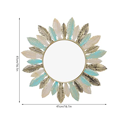 CHICIRIS Modern Minimalist Sunburst Metal Wall Mirror 16.1 Inch Round Decorative Cosmetic Mirror for Bedroom Bathroom Living Room Office