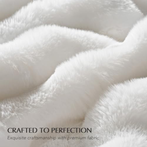 EverGrace Ultra Soft Luxury Fluffy Faux Rabbit Fur Throw Blanket, Thick Warm Bubble Throw for Bed, Cozy Plush Reversible Blankets for Couch, Chair, Sofa, Bright White, 60x80 Inches - color: Bright White, size: 60"x80"