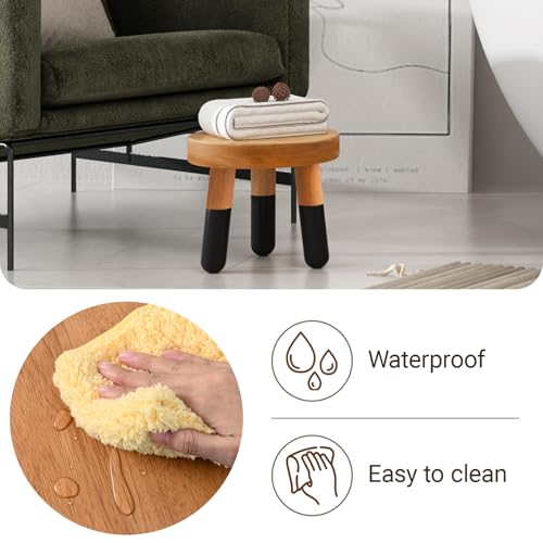 Rubber Wood 9" Round Plant Stand |Dip Dyed Black Stool, Wood Riser |Milking Stool (8" H) - color: 8" Tall Black