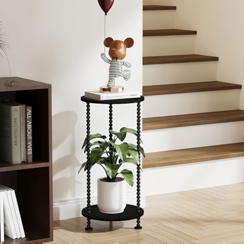 YINMIT Plant Stand Indoor, 2 Tier Small Plant Stand, 23" Tall Metal Spindle Poles Plant Stands, Corner Flower Pot Stand, Plant Tables Indoor, Planter Pot Holder for Balcony Garden Patio Living Room (Black) - color: Black, size: 23.2 In