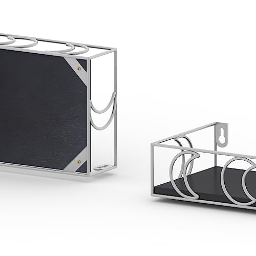 PHAREGE Moon Phase Floating Shelves Black Silver, Set of 3 Small Decorative Wall Shelves for Book Plant Storage, Crystal Figurine Collectibles Display Shelf for Bedroom Kid Room - color: Black Silver