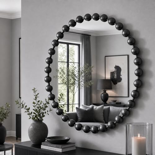 Madison Park 36 inch Black Round Mirror, Round Mirrors for Wall Decor, Metal Frame Circle Mirror for Bathroom, Living Room, Round Wall Metal Art Mirror - color: Black, size: 36"L x 36"W
