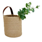 2pack Small Hanging Basket-Cotton Rope Wall Basket with Handle, Hanging Storage Baskets, Shelf Baskets Storage Bin Closet Organizer - 6.3" x 7", Woven Plant Basket (Jute) - color: Jute