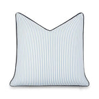 Hofdeco Premium Coastal Hampton Outdoor Performance Throw Pillow Cover Only, 20"x20" Water Repellent, UV and Fade Resistant for Backyard, Couch, Poolside, Azure Blue Indigo Woven Coastline Stripes - color: Azure Blue Indigo Coastline Stripes 20"x20"
