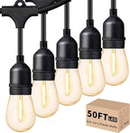 Svater Outdoor Led String Lights 50FT, Patio Lights with 16pcs S14 Shatterproof Bulbs, 1 Watt E26 Dimmable 2700K Warm White, IP65 Waterproof, Commercial Grade Light - size: 50FT