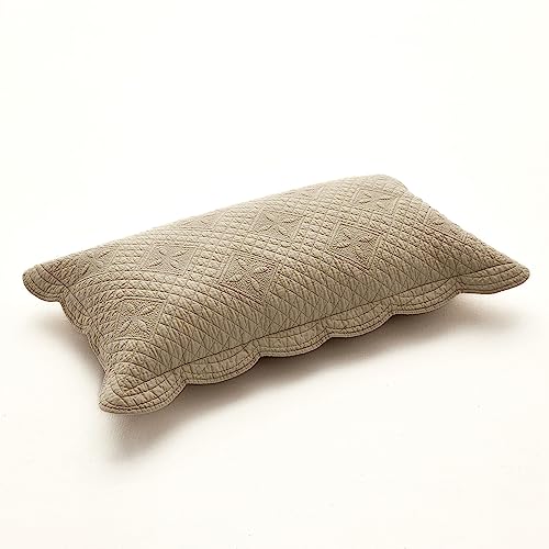 Calla Angel Sage Garden Luxury Pure Cotton Matelasse Quilted Pillow Sham, King Pillow, 20x36, Coffee - color: Coffee, size: King