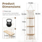 Bamworld Plant Wall Shelf Boho Plant Stand Window Plant Shelf 3 Tier Macrame Plant Hangers Boho Room Decor Hanging Shelf for Bedroom, Living Room, Balcony - size: 3Tier
