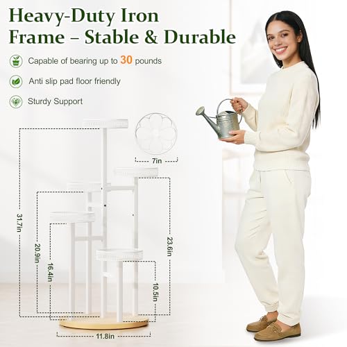 White Stand Plants, 5-Tier Metal Plant Stands for Outdoor Indoor Plants,Heavy Duty Flower Pot Stands for Multiple Plants,Decoration Display Racks for Patio Garden -WhiteFlower - color: WhiteFlower, size: 5-tiers