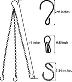 Heybe 16 Inch Hanging Basket Chain with Hooks for Pot Planters, Bird Feeders, Lanterns and More - size: 16 inches, style: 3 point