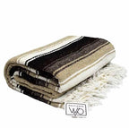 Open Road Goods Mexican Diamond Blanket - XL Heavyweight Yoga Blanket – Handmade in Mexico - Thick Boho Serape Saltillo Style Throw for Beach, Picnic, Home, Camping and More! (Sand & Stone) - color: Sand & Stone
