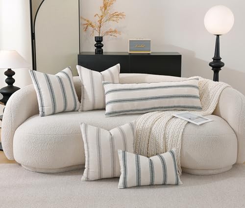 Cethom Boho Lumbar Pillow Covers 14x36 Long, Pack of 1, Black Striped Decorative Body Pillowcase for Couch Bed, Textured Farmhouse Accent Cushion Covers for Living Room Bedroom Sofa Home Decor - color: Black, size: 36" x 14" (Pack of 1)