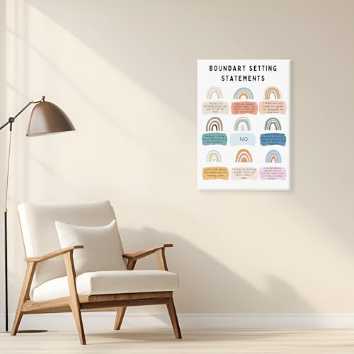 Boundary Setting Statements Canvas Wall Art Mental Health Wall Decor Pictures Inspirational Psychology Poster Prints for Counselor Office Therapy Office Home Decoration 12x16in Ready to Hang - color: Boundary Setting, size: 16"L x 12"W