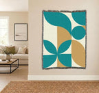 Pure Country Weavers Bauhaus Plants in Blue Blanket - Mid Century Modern - Gift Tapestry Throw Woven from Cotton - Made in The USA (72x54) - color: Bauhaus Plants in Blue, size: 72x54