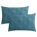 JELLYMONI Pillowcases King Size Grayish Blue 2 Pack Boho Plaid Bed Pillow Covers 20x36in Polyester Envelope Pillow Shams Tufted Bohemian Textured (Pillows are not Included) - color: 05 - Grayish Blue - Grid, size: 36" x 20" (Pack of 2)