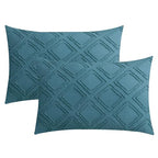 JELLYMONI Pillowcases Standard Size Grayish Blue 2 Pack Boho Plaid Bed Pillow Covers 20x26in Polyester Envelope Pillow Shams Tufted Bohemian Textured (Pillows are not Included) - color: 05 - Grayish Blue - Grid, size: 26" x 20" (Pack of 2)