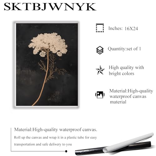 SKTBJWNYK Moody Floral Printable Wall Art Vintage Dark Floral Poster Picture Prints Decor Nature Plant Artwork for Farmhouse Living Room or Bedroom 16x24 Inch Unframed - color: Vintage Dark Floral, size: 24"L x 16"W