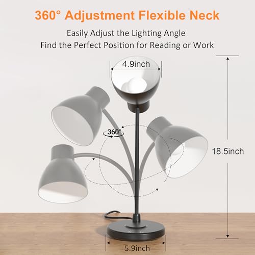 Desk Lamps for Home Office - LED Desk Lamp with Wireless Charger, 3 Color Modes Dimmable Eye-Caring Study Reading Desk Light, Small Flexible Arm Table Lamp for College Dorm Room Bedside, Black - color: Black