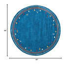 SAFAVIEH Himalaya Collection Area Rug - 4' Round, Blue, Handmade Boho Tribal Wool, Ideal for High Traffic Areas in Living Room, Bedroom (HIM563M) - color: Blue, size: 4' (Round)