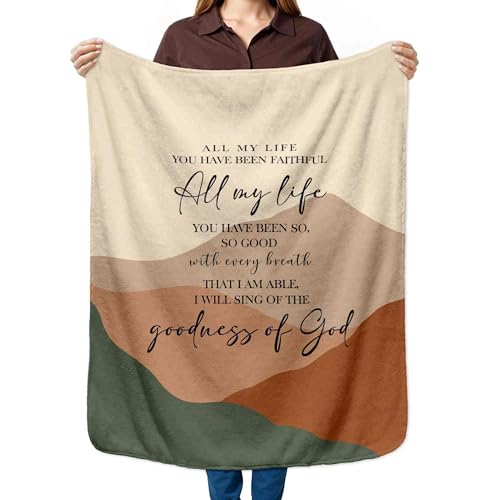 HIWX Boho Christian Inspirational Blanket, Goodness of God Bible Verse Abstract Mountain Throw Blanket for Home Bedroom Couch Bed Decor, Christian Inspirational Gifts for Women, 30x40 Inches - color: Goodness of God, size: 30“L x 40”W