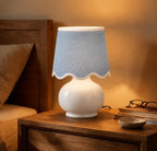 Benton Ceramic Table Lamp with Fabric Shade – 13" Bedside Accent Lamp for Bedroom, Living Room & Nightstand (Sky Blue) - color: Sky Blue