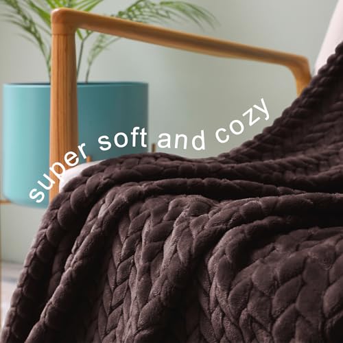 Exclusivo Mezcla Fleece Twin Size Blanket for Bed, 60x80 Inches Soft Cozy Jacquard Flannel Blankets, Lightweight Fuzzy Plush for Women, Coffee - color: Coffee, size: Twin ( 60x80 IN )