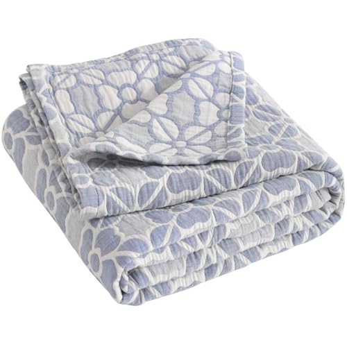 NTBAY 3 Layer Toddler Blanket, Muslin Cotton Jacquard Bed Blankets, Lightweight Thermal Baby Blanket, Super Soft and Warm Crib Blanket for All Seasons, Decoration Gift, 30"x40", Blue Clover - color: Blue Clover, size: 30x40 Inch (Pack of 1)