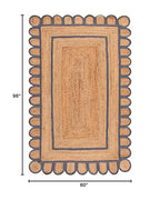 SAFAVIEH Area Rug 5x8 - Natural Fiber Collection - Natural & Blue, Handmade Jute, Ideal for Living Room, Bedroom, Dining Space (NFB125M) - color: Natural/Blue, size: 5' x 8' (Rectangular)