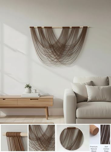 Large Macrame Wall Hanging Macrame Wall Decor Tapestry For Headboard Bedroom Livingroom Boho Fiber Home Art (Brown-B) - color: Brown-B