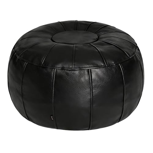 Thgonwid Unstuffed Moroccan Ottoman Pouf Cover, Ottoman Footstool Storage Solution, Bean Bag Chair, Foot Rest, Black - color: Black