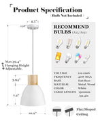 ELYONA 2 Pack Hammered Pendant Light Fixtures, 10.2” Metal & Rubber Wood Island Hanging Lamp, Adjustable Height, Modern Pendant Lighting for Kitchen,Farmhouse Bar,Dining Room,Bedroom, Nordic White - color: White - 2 Pack