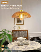 Boho Rattan Pendant Light, 12 Inch Hand Woven Rustic Chandelier, Farmhouse Hanging Ceiling Light Lamp Wicker Chandelier for Dining Room Kitchen Island Living Room - color: 11.81″-Semicircle
