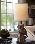 G-SAFAVA 14.25" Small Table Lamp for Living Room Farmhouse Bedside Resin Single Lamp with Brown Owl Lamp Shape for Bedroom Retro Rustic Nightstand Lamp - color: ‏‏‎ ‎‏‏‎ ‎Brown