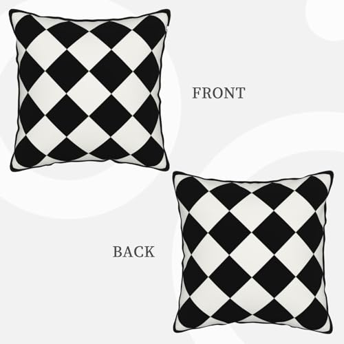 Checkered Black and White Plaid Velvet Throw Pillow Cover 18"x18" Decorative Square Pillow case Print Cushion Covers for Bed Sofa Living Room Car Home Deco - color: Checkered Black and White Plaid, size: 18" x 18" (Pack of 1)
