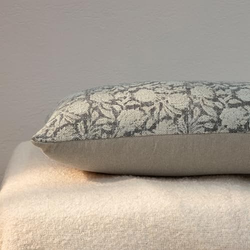 Handblock Printed Vintage Indian Cotton Decorative Throw Pillow Covers, Set of 2 (Iron Grey, 12" x 20" (Pack of 2)) - color: Iron Grey, size: 20" x 12" (Pack of 2)
