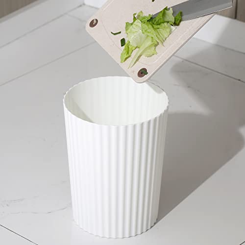 JiatuA Small Trash Can Plastic Wastebasket Round Garbage Container Bin for Bathroom, Kitchen, Bedroom, Home Office, College Dorm, White - color: White, size: 1.8 Gallons