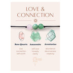 BOHO GARDEN Healing Bead Bracelets - Spiritual Crystal Beaded Bracelet - Made of 3 Real & Natural Gemstones, Adjustable 3-9.7” Black Rope - Gem Stones Jewelry for Men, Women, Teens (13+) - 8mm Bead - color: LoveConnection