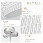 18 inch White 3 Light Rattan Chandelier Rattan Farmhouse Light Fixture Woven Pendant Lights Fabric Shade Boho Chandelier for Kitchen Dinning Room - color: 18"-White-Drum
