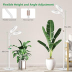 Aumtrly Large Plant Light for Indoor Plants, 2 Head Full Spectrum Grow Light with 68" Adjustable Stand for Growing Large Tall Plants, White Halo Floor LED Grow Lamp with 16 Hour Timer - size: 2 head 68inch/white