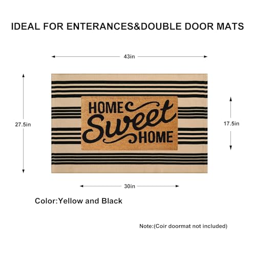 KIMODE Outdoor Rug Spring Decor 27.5"x43", Black and Khaki Striped Front Porch Rugs, Reversible Washable Front Door Mats, Hand Woven Welcome Layered Doormat Entryway Rug for Entrance Farmhouse - color: Black and Khaki Stripes, size: 2'4" x 3'7" (Rectangul