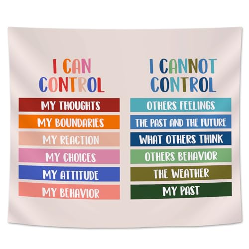50x60in Mental Health Tapestry, Circle of Control Positive Affirmations Wall Hanging, Mental Health Gift for Women, Inspirational Psychology Poster Wall Art Decor for Therapy Office, School Counselor