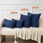 MIULEE Pack of 2 Couch Throw Pillow Covers 16x16 Inch Spring Soft Navy Chenille Pillow Covers for Sofa Living Room Solid Dyed Pillow Cases - color: Navy Blue, size: 16" x 16" (Pack of 2)