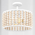 White Wood Beaded Boho Chandelier - Modern Nursery Ceiling Light Fixture, Beaded Semi Flush Mount Light, Farmhouse Lights for Bedroom Hallway Foyer Living Kids Room - color: White Chandelier