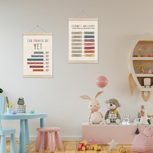 DOI-LANEE Growth Mindset Positive Affirmations Wall Decor,Set of 2, Mental Health Posters Inspirational Hanger Frame for Therapy Office Nursery Playroom Bedroom Classroom School Counselor - color: Off-White06