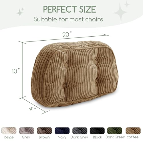 HIGOGOGO Lumbar Support Pillow for Recliner Chair/Accent Chair/Couch/Office Chair, Tufted Corduroy Back Support Cushion for Elderly, Recliner Cushions for Back Rest, Pain Relief, Reading, Coffee - color: Coffee